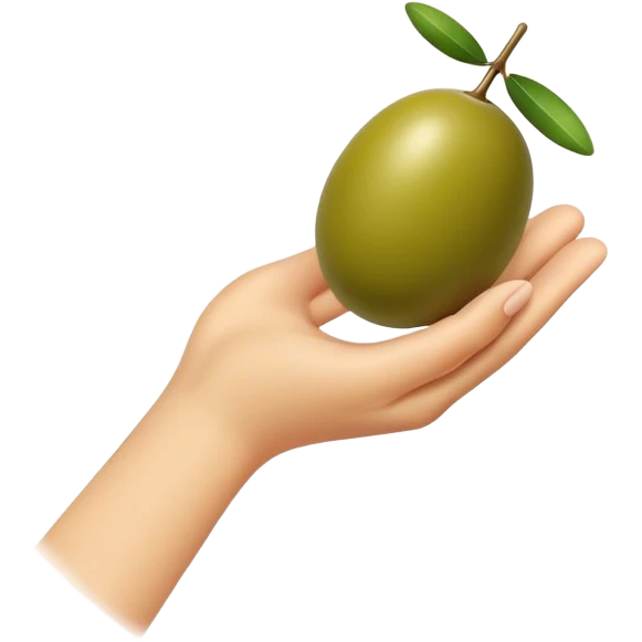 Hand holds 1 green olive emoji
