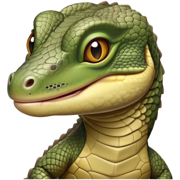 cinematic-realistic-cute-monitor-lizard-portrait-emoji,-head-tilted-playfully-and-inquisitively,-featuring-a-compact,-agile-body-with-finely-detailed,-glossy-scales-in-earthy-olive-hues-and-a-distinct,-alert-face-with-bright,-curious-eyes emoji