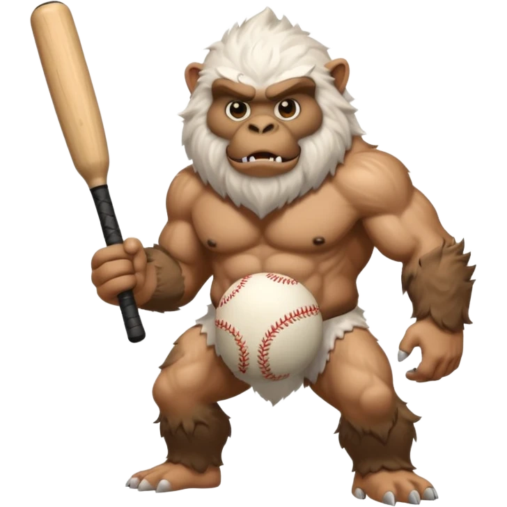 yeti, carrying a baseball bat emoji