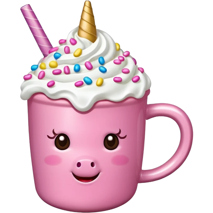 Make a pink unicorn hot cocoa emoji