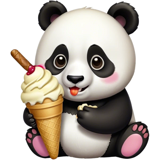 Panda eating ice cream emoji