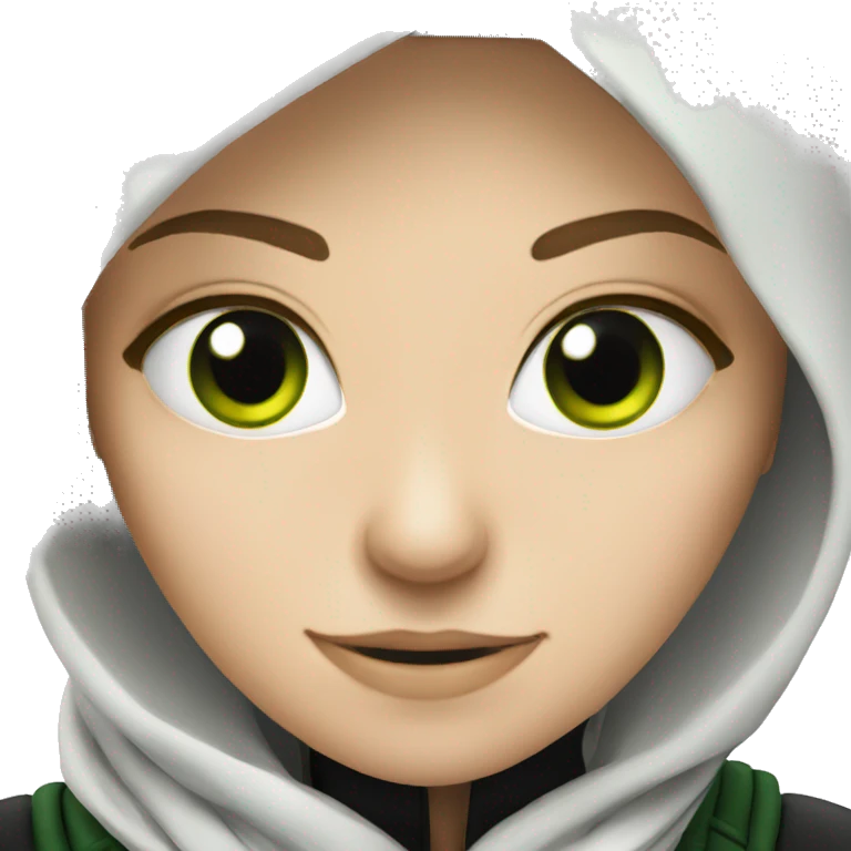 White Female Ninja with Green Eyes emoji