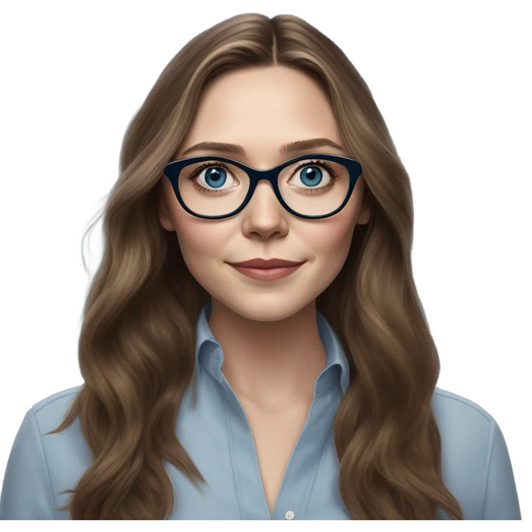 Hyper Realistic Elizabeth Olsen brunette blue eyes wearing glasses  emoji