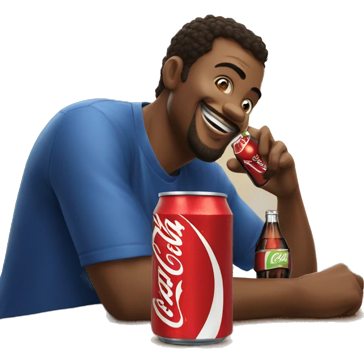 homem tomando uma coca cola e ao lado uma pepsi cola emoji