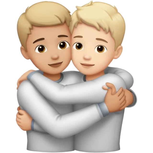 Two boys giving a hug emoji
