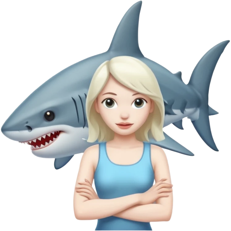 beautiful girl with a shark head and arms emoji