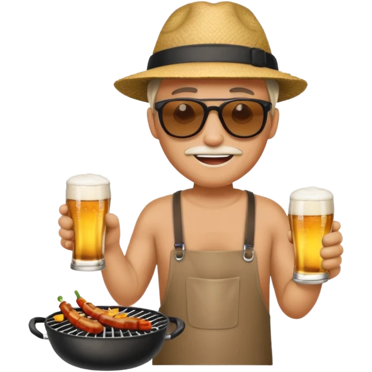 Barbecuing with beer emoji