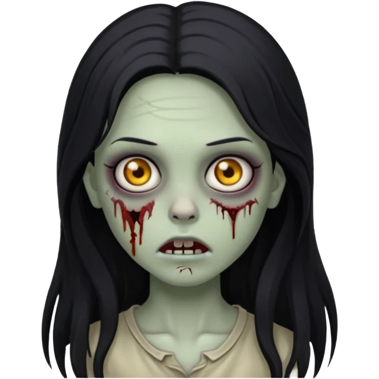 girl zombie with black long hair emoji