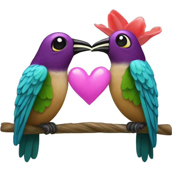 emoji de un colibrí con dos enamorados emoji