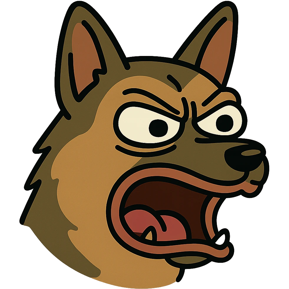 Angry German shepherd head with open mouth emoji