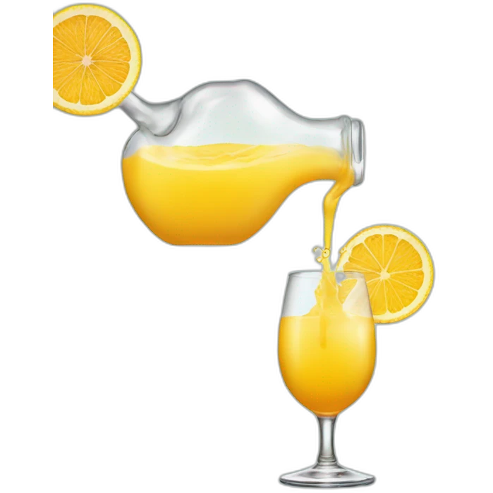 Pouring liquid juices from two bottles into one glass emoji