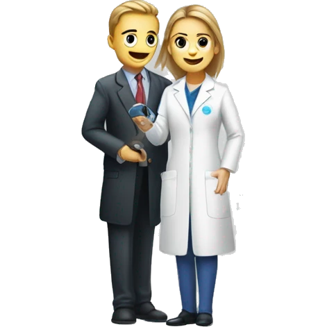 Salesperson visiting a scientist which is doing genome sequencing emoji