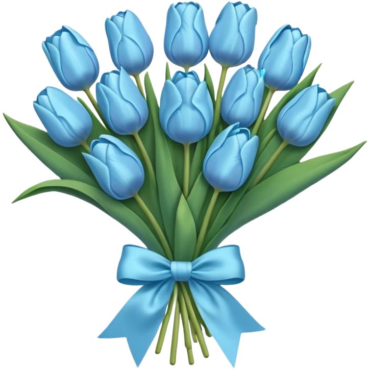 light blue tulip bouquet with light blue bow  emoji