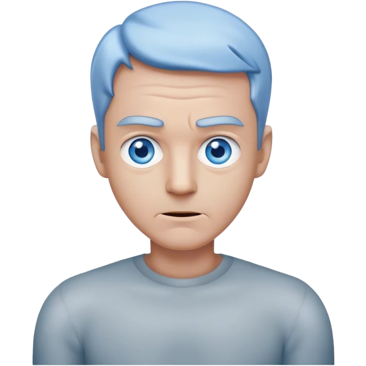 Grey man shrugging shoulders blue eyes  emoji