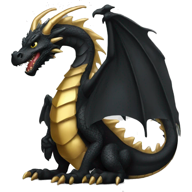 Big black dragon with small gold one emoji