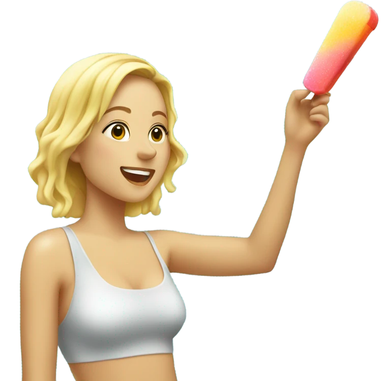 blonde woman eating popsicle in shower emoji