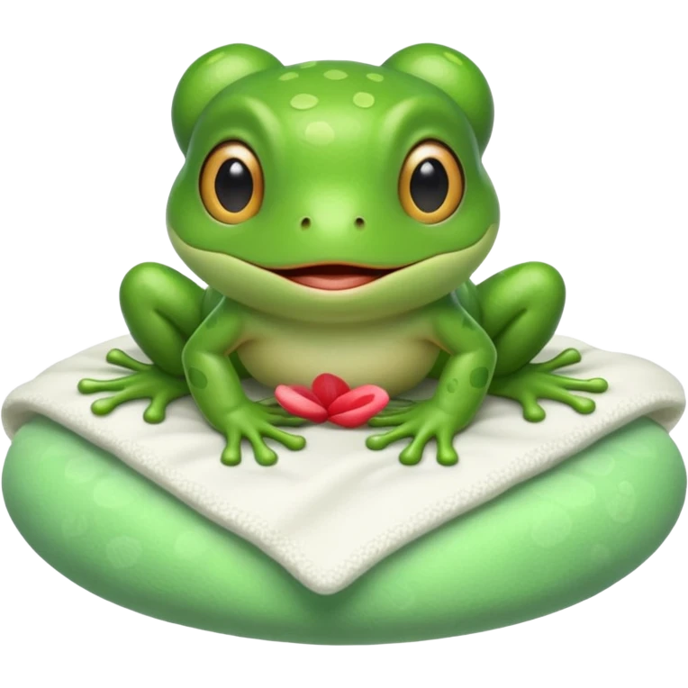 cute baby frog on bed emoji