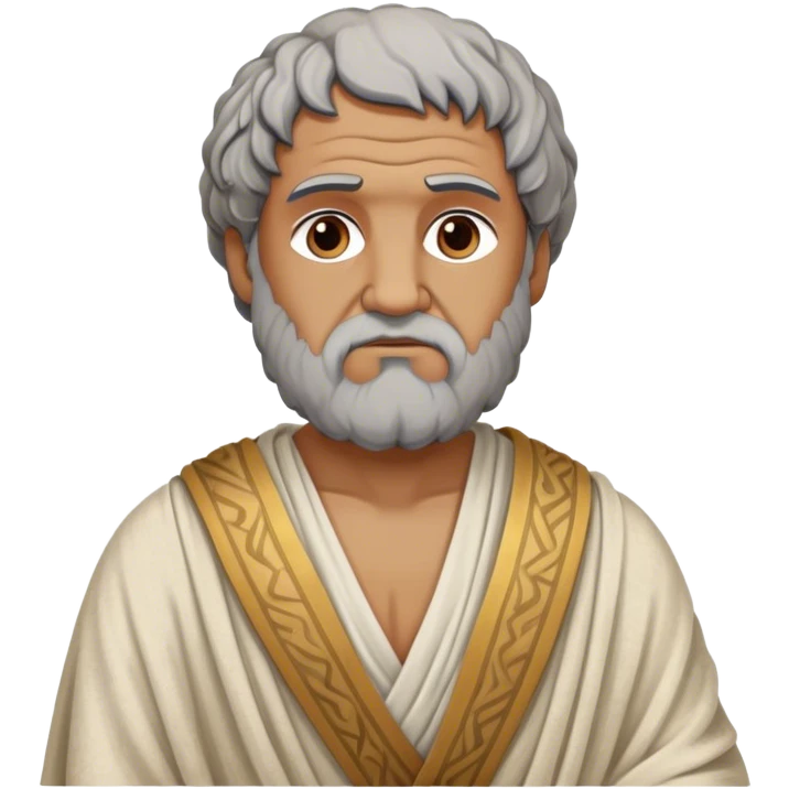 Cinematic Realistic portrait of Aristotle the philosopher, depicted as a wise, contemplative figure in detailed ancient Greek attire, with a textured draped robe and thoughtful expression, bathed in soft classical lighting that highlights his timeless intellect. emoji