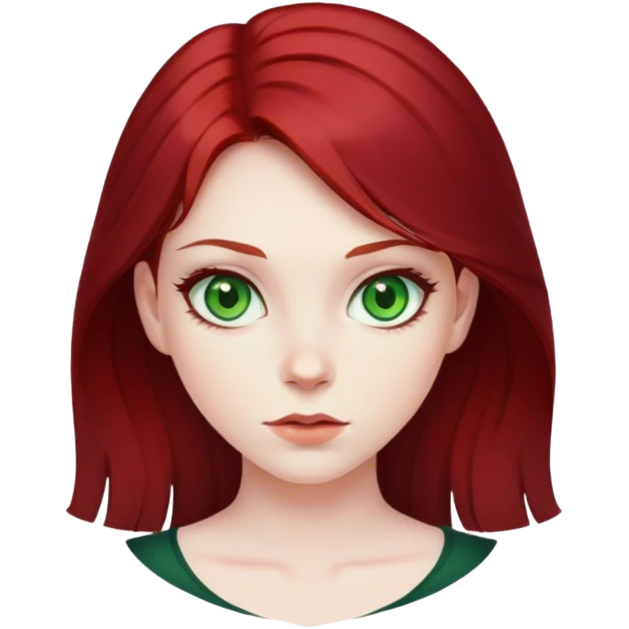 Girl with green eyes and dark red hair emoji