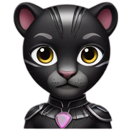 Pink panther in a black panther costume emoji