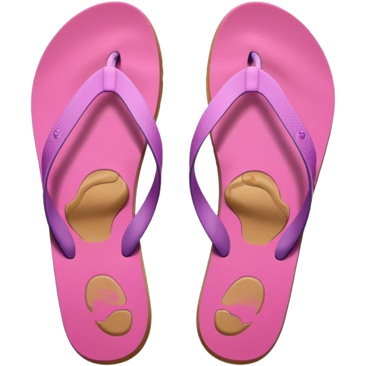female pink wornout flip flips with footprint on insoles frontview emoji