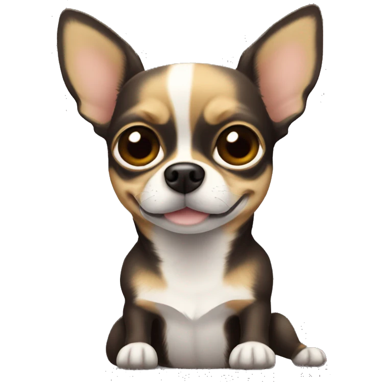 Chihuahua con pelo largo y todo tu pelaje cafe oscuro  emoji