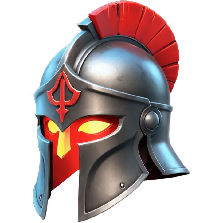 Ares legendary helmet object icon, ancient Greek helmet with glowing red runes, deep red energy glow, battle scars, epic fantasy style, 3D cartoon, mobile game icon style, centered, clean background, no text, no watermark

 emoji