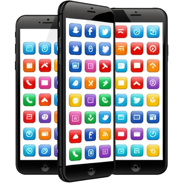 smartphone with a colorful app grid emoji