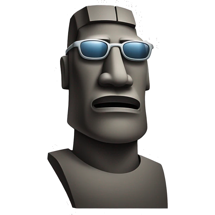 Moai statue facing slightly to the right, keeping its original face, showing up to the chest and wearing sunglasses emoji