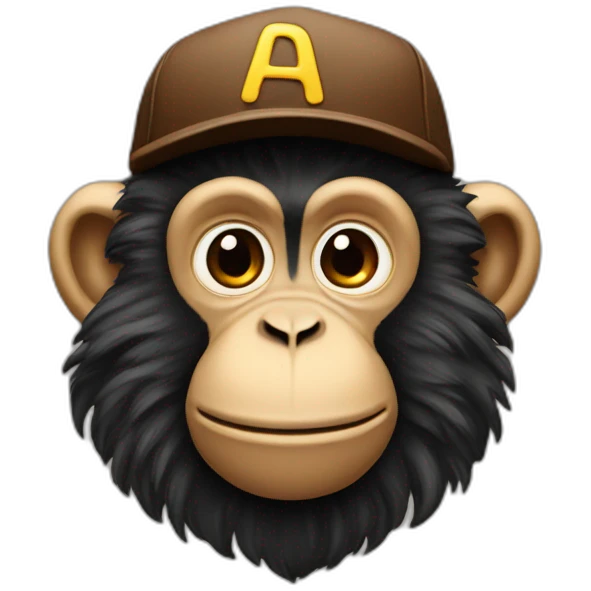 monkey-with-dad-cap-with-an-N-initial-and-black-curly-hair emoji