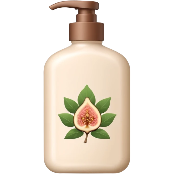 Emoji-style illustration of a minimal body lotion bottle inspired by tea and fig fragrance.
Elegant, calm color palette, soft beige or ivory bottle, subtle botanical mood,
flat design, clean lines, modern beauty branding aesthetic, no logo, no text. emoji