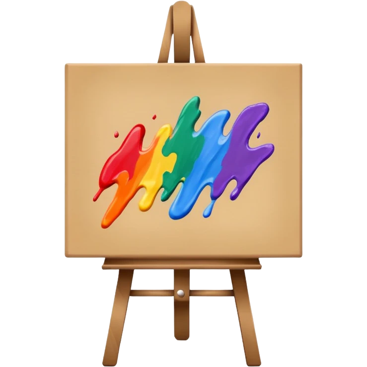 canvas on an easel with paint strokes emoji