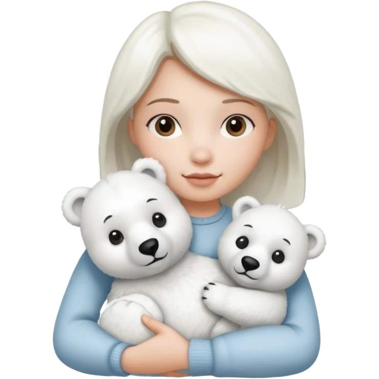 Girl holding polar bear toy emoji
