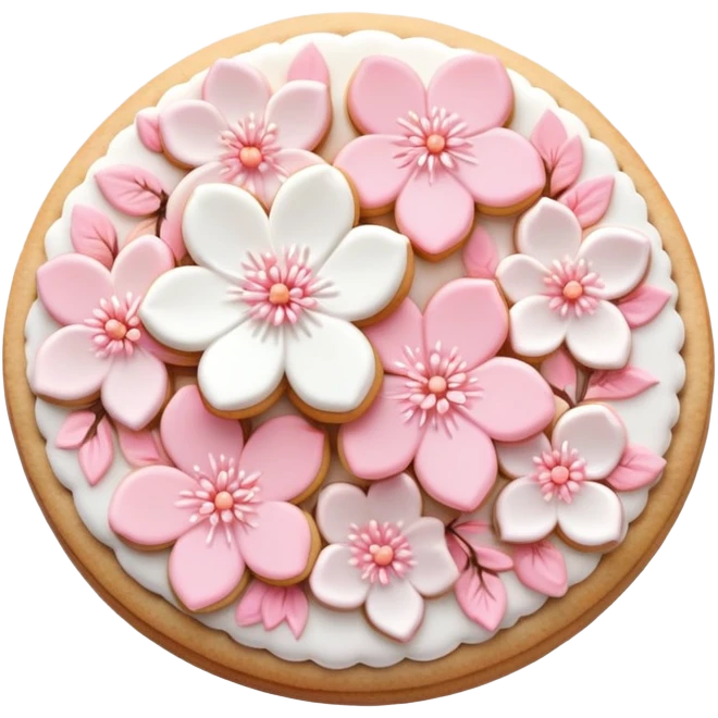 Cute Pastel pink and white Cherry Blossom Sakura Cookie emoji