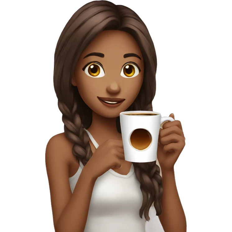 Cute girls with coffee emoji