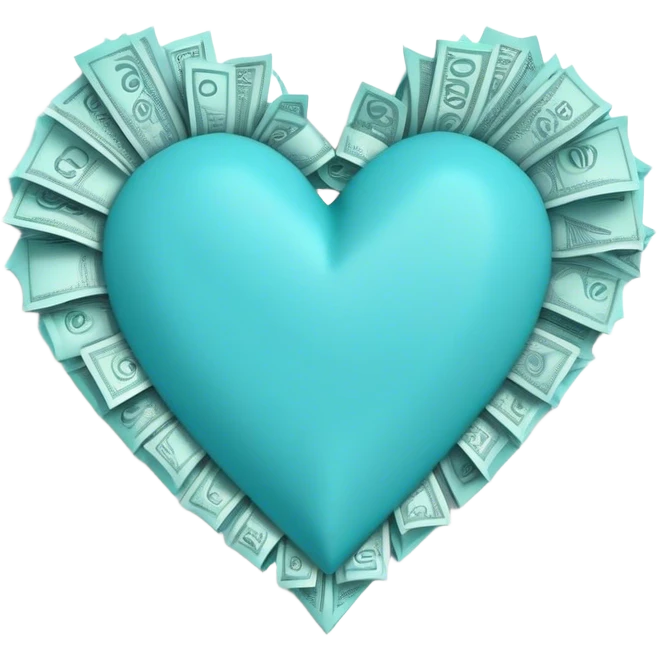 Turquoise heart and real notes emoji
