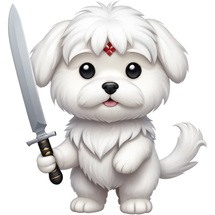 White Maltese with knife 4 paws only  emoji