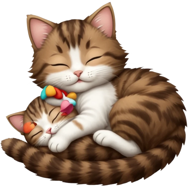 dark brown tabby and white kitten sleeping upside down on its back emoji