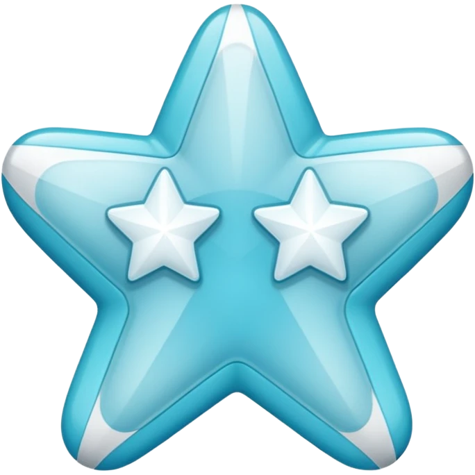 Create a simple, modern verification badge icon. The badge should have a soft, rounded star-like shape with two halves—one light cyan and one light blue—split vertically. In the center, include a bold white checkmark. emoji