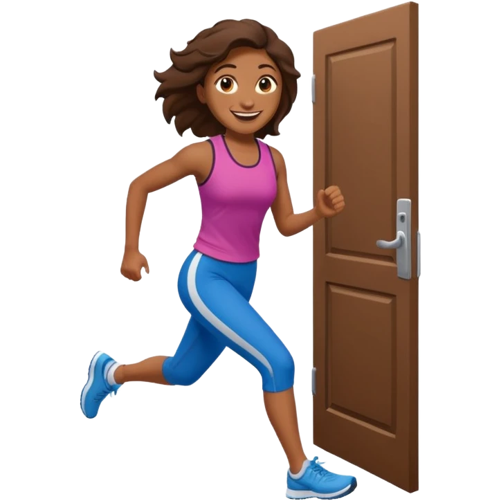 brown skinned female running out of door emoji