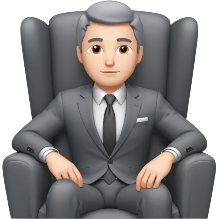 businessman sitting in an armchair, confident relaxed pose, formal suit and tie, professional corporate vibe, 3D cartoon style, mobile game icon style, clean background, no text, no watermark
 emoji