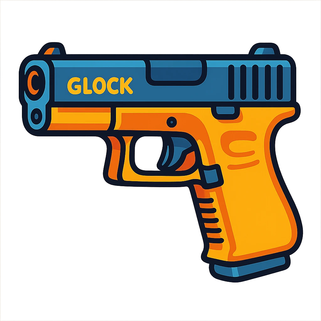 a Glock pistol, cartoon style emoji