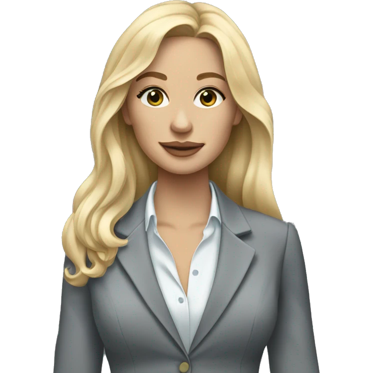 Blonde long hair Tiffany jewellery seller in a grey suit emoji