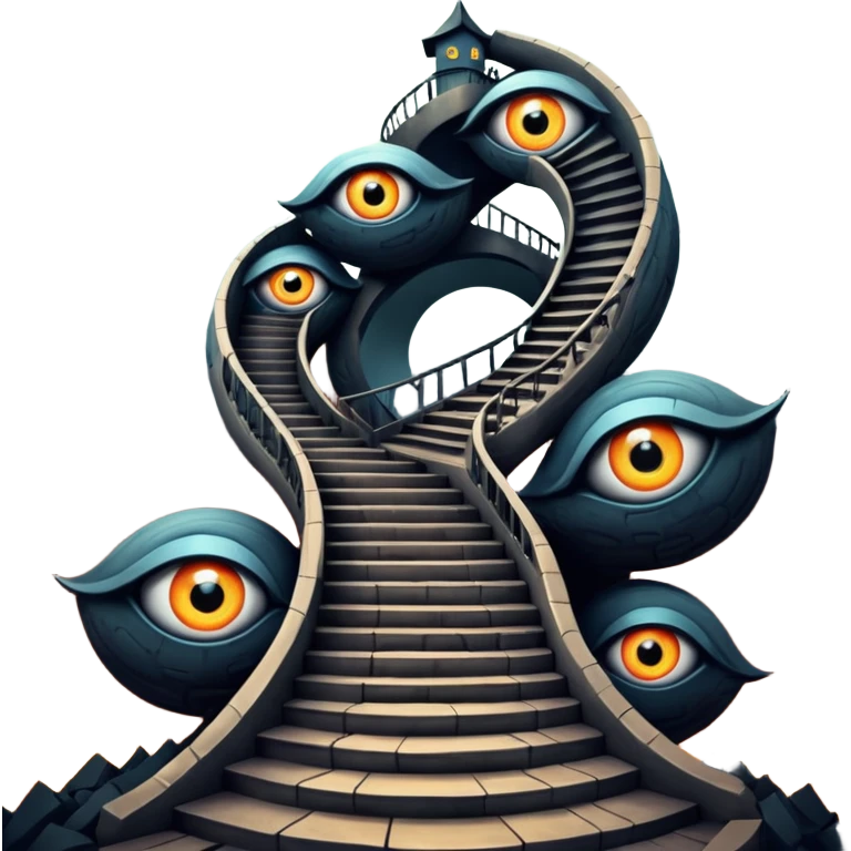 surreal hell, twisted staircases, giant eyes, warped architecture emoji
