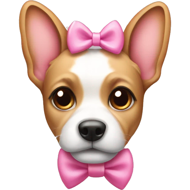 a dog with a cute pink bow on it emoji