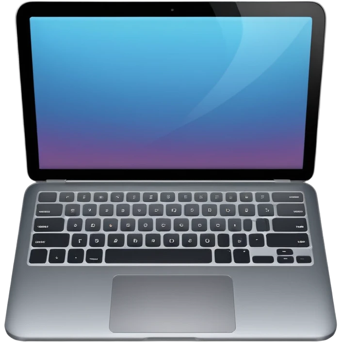 iOS-style emoji of a modern laptop. Smooth gradients, rounded shape, metallic look. Simple, clean, no background, balanced proportions. emoji
