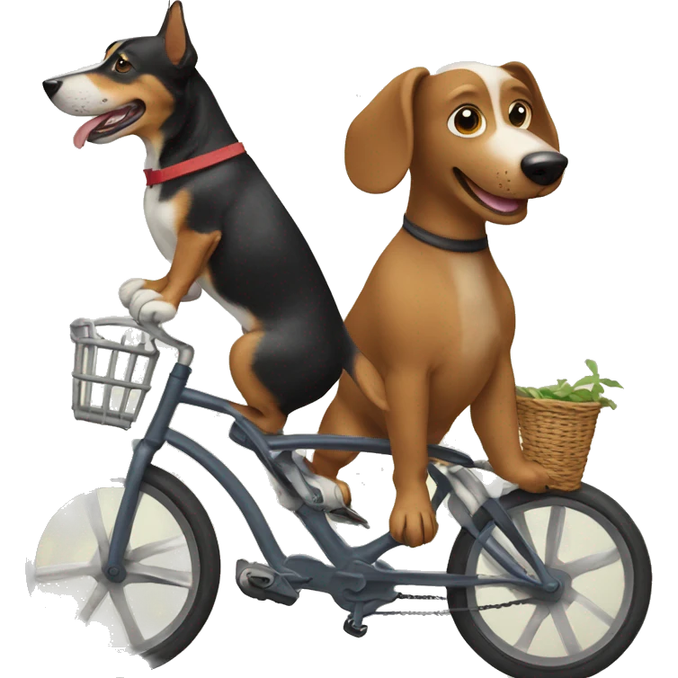 Dachshund and husky riding a bike emoji