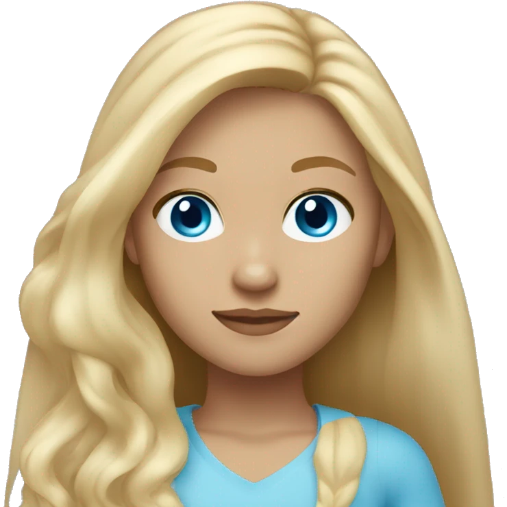 girl with blonde long hair and blue eyes and light tan skin tone  emoji