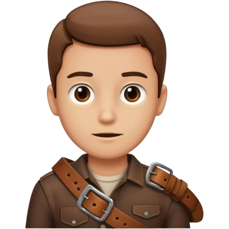 Person with straight face and belt in hand emoji