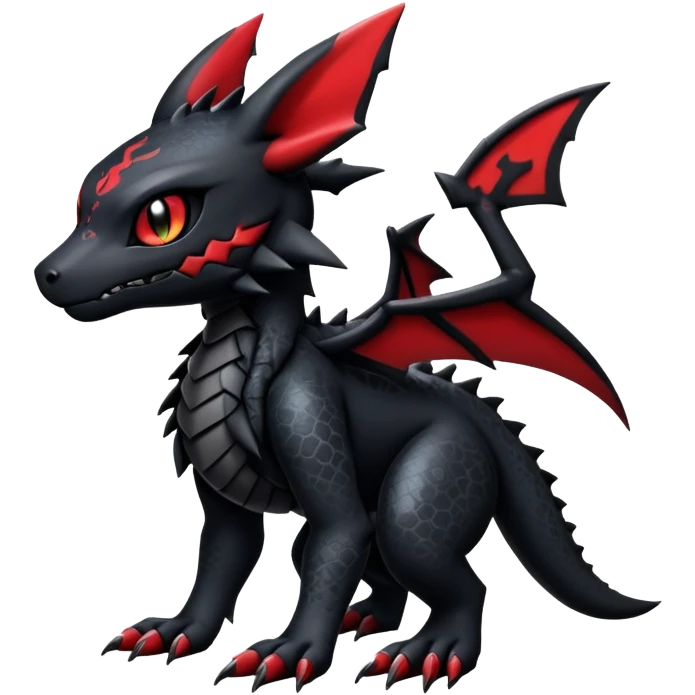 Gothic Edgy Badass Gloomy Cute Dark Guilmon-Salandit-Umbreon-Fakémon-hybrid-creature (full body)  emoji